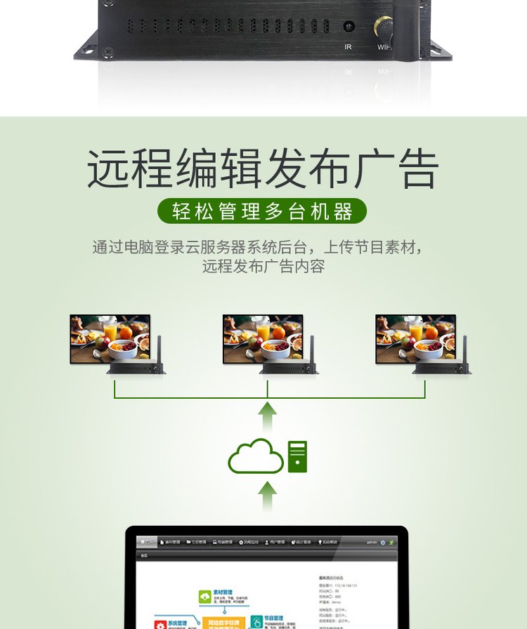 网络广告机播放盒4K高清多媒体信息发布盒子远程控制终端分屏电视